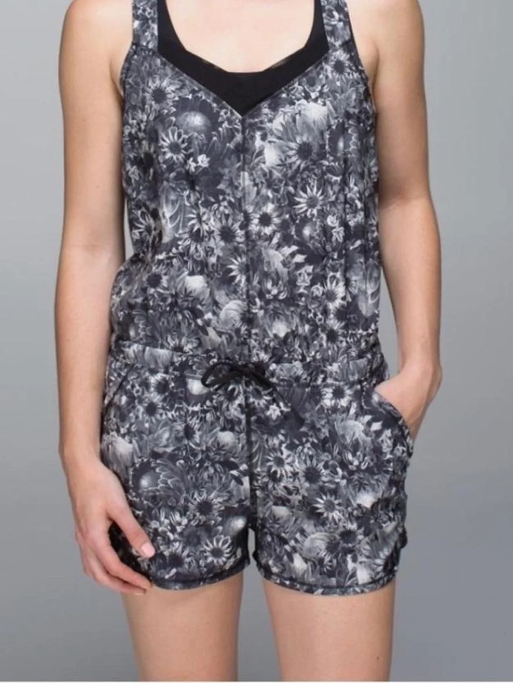 LULULEMON NWOT vintage black floral romper